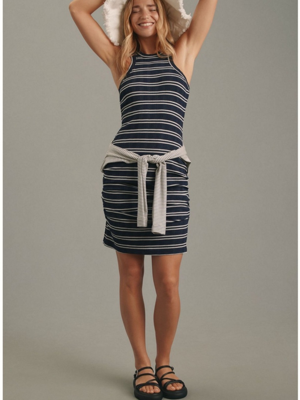 Sundry/ Anthropologie - Navy & White Striped Tank Rib Mini Dress